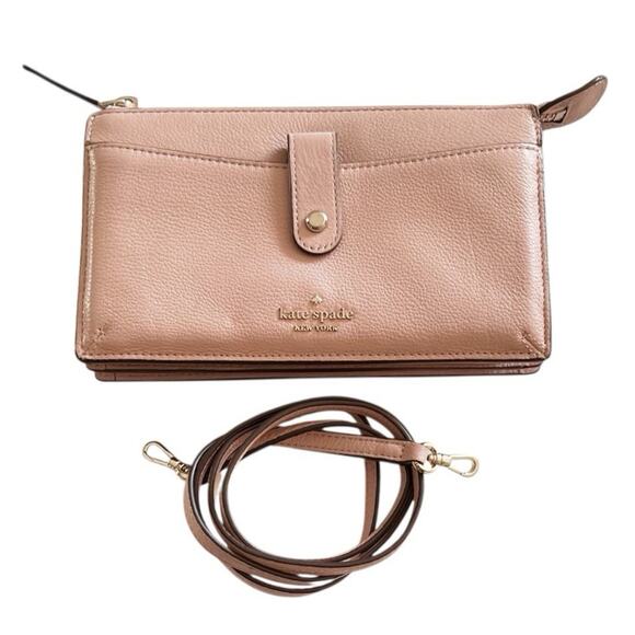 Kate Spade Jackson Small Tab Crossbody Clutch Purse Wallet Warm Vellum Pink - Picture 2 of 13